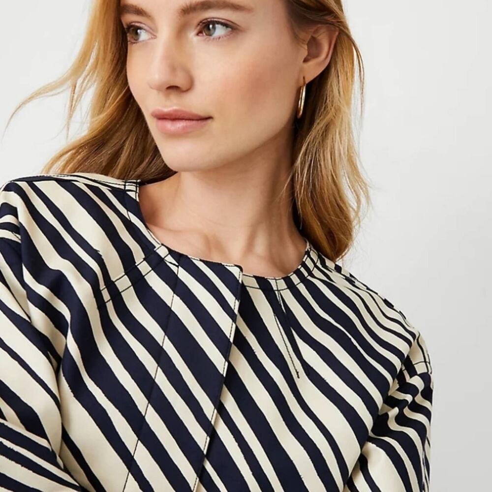 Ann Taylor Zebra Stripe Cocoon Jacket Size L